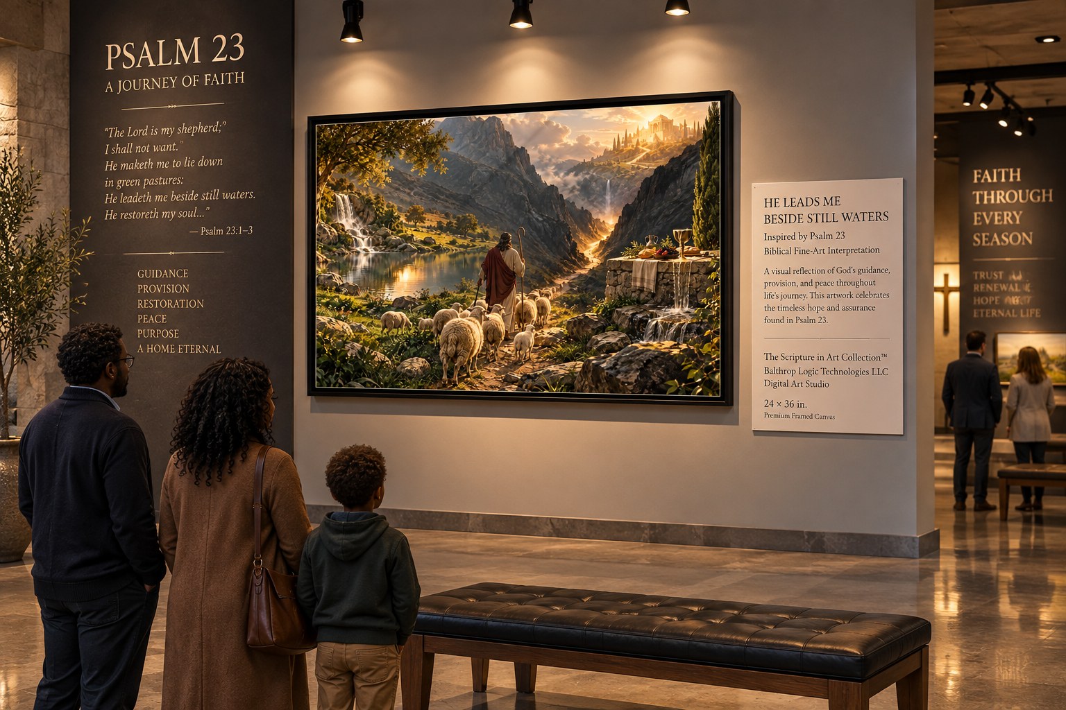 Psalm 23: A Journey of Faith — inspirational biblical artwork depicting the journey of faith and divine guidance.